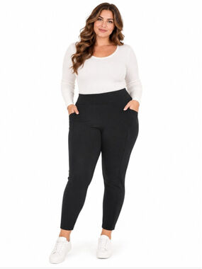Wool& Terra Ponte Leggings 3X Black Merino Wool Pocket Pants